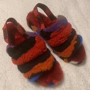 Ugg NIB Fluff Yeah Cali Collage Red size 9